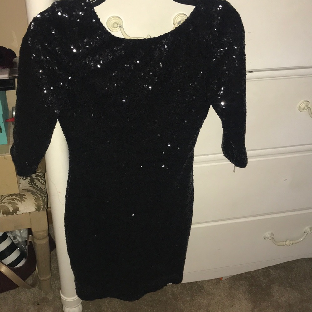 Black Sequin Mini Dress